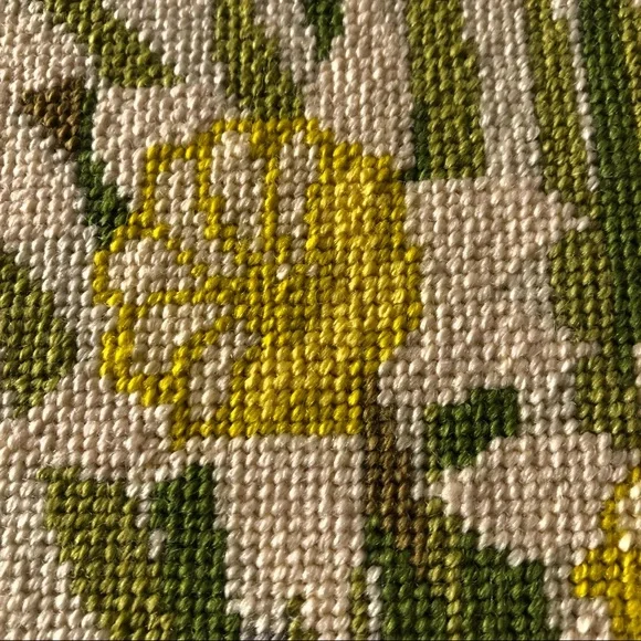 Large Vintage Cross Stitch Needlepoint Tapestry Style Tea Flowers Garden Teapot - Picture 6 of 11